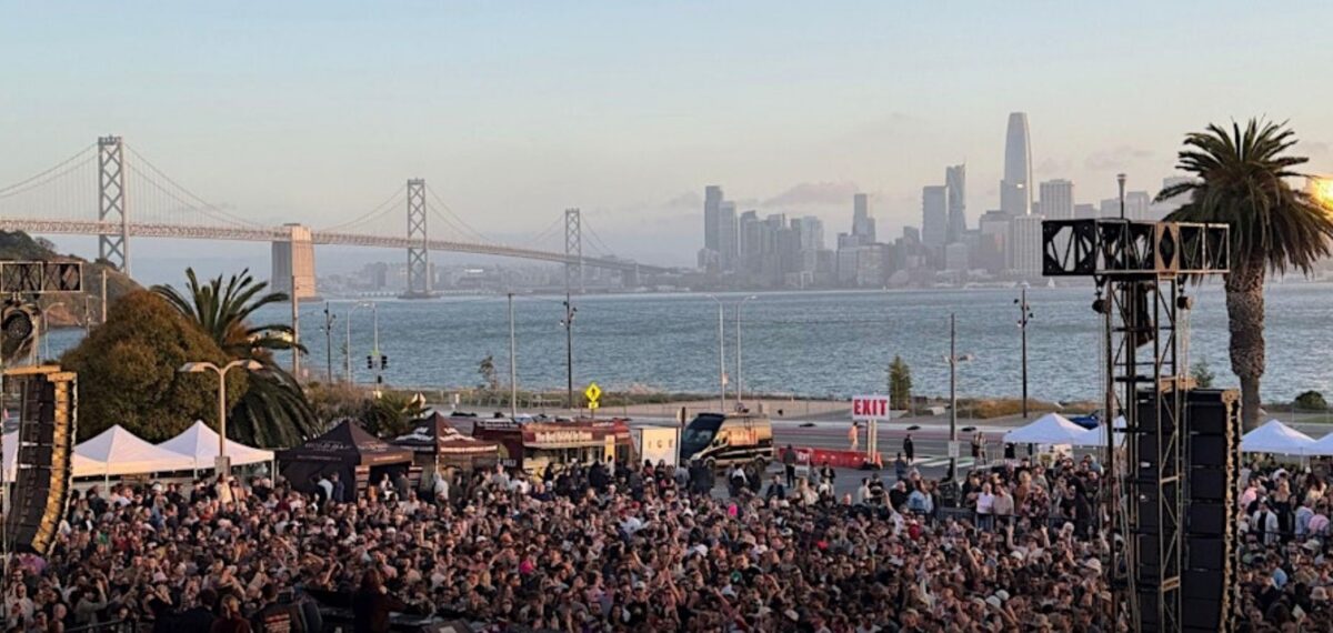 Large concert audience overlooking the Bay